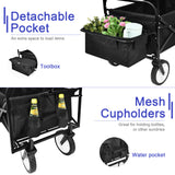 Elecwish Heavy Duty Folding Portable Hand Cart with Removable Canopy, 8'' Wheels, Adjustable Handles and Double Fabric for Shopping, Picnic, Beach, Camping, view 4
