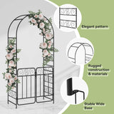Elecwish 7.2FT Garden Arch Arbor with Gate, Heavy Duty Metal Outdoor Arbour Archway for Climbing Plants, Rust-Resistant Steel Wedding Arch for Patio GA705, view 3