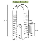 Elecwish 7.2FT Garden Arch Arbor with Gate, Heavy Duty Metal Outdoor Arbour Archway for Climbing Plants, Rust-Resistant Steel Wedding Arch for Patio GA705, view 4