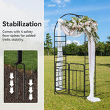 Elecwish 7.2FT Garden Arch Arbor with Gate, Heavy Duty Metal Outdoor Arbour Archway for Climbing Plants, Rust-Resistant Steel Wedding Arch for Patio GA705, view 5