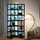 Elecwish 7-Tier Corner Bookshelf with LED Light Strips IF076, view 2