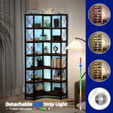Elecwish 7-Tier Corner Bookshelf with LED Light Strips IF076, view 4