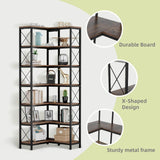Elecwish 7-Tier Corner Bookshelf with LED Light Strips IF076, view 5