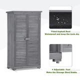 Elecwish Wooden Garden Shed 3-tier Patio Storage Cabinet Outdoor Organizer Wooden Lockers with Fir Wood (Gray Wood Color -Shutter Design), view 4