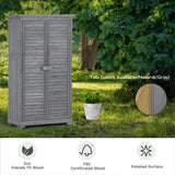 Elecwish Wooden Garden Shed 3-tier Patio Storage Cabinet Outdoor Organizer Wooden Lockers with Fir Wood (Gray Wood Color -Shutter Design), view 5