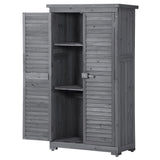 Elecwish Wooden Garden Shed 3-tier Patio Storage Cabinet Outdoor Organizer Wooden Lockers with Fir Wood (Gray Wood Color -Shutter Design), view 6