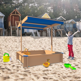 Elecwish Children's Wooden Sandbox with Adjustable Canopy, view 3