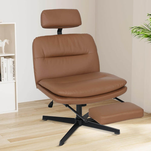 Elecwish Armless Cross Legged Desk Chair with Headrest&Footrest OC202