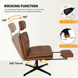 Elecwish Armless Cross Legged Desk Chair with Headrest&Footrest OC202, view 3