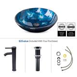 Elecwish Artistic Ocean Blue Glass Sink BA20077, view 5