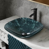 Elecwish Artistic Vessel Sink, Bathroom Tempered Glass Vanity Square Bowl BA118, view 2