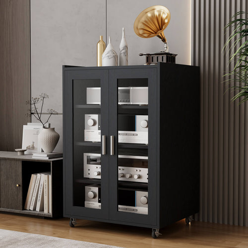 Elecwish Audio-Video Media Stand Cabinet with 4 Height-Adjustable Shelves IF047