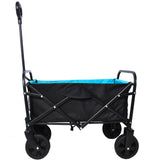Elecwish Mini Folding Wagon Garden Shopping Beach Cart (black+blue), view 2