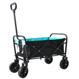 Elecwish Mini Folding Wagon Garden Shopping Beach Cart (black+blue), view 3