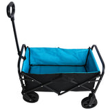 Elecwish Mini Folding Wagon Garden Shopping Beach Cart (black+blue), view 5
