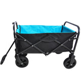 Elecwish Mini Folding Wagon Garden Shopping Beach Cart (black+blue), view 6