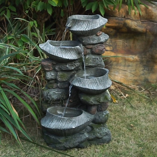 Elecwish 19x15x31.5" Indoor Outdoor Stone Water Fountain