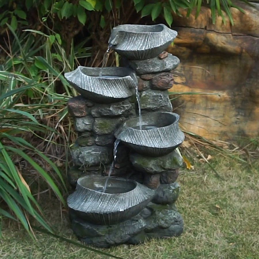 Elecwish 19x15x31.5" Indoor Outdoor Stone Water Fountain