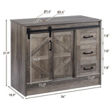 Elecwish Barn Door Bathroom Vanity 24/30/36/48" , Farmhouse Style Standing Pedestal Cabinet with Sink BA015, view 4