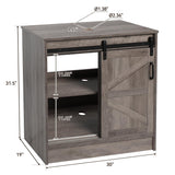 Elecwish Barn Door Bathroom Vanity 24/30/36/48" , Farmhouse Style Standing Pedestal Cabinet with Sink BA015, view 6