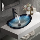 Elecwish Bathroom Boat Shape Artistic Glass Vessel Sink Free Oil Rubbed Bronze Faucet and Pop-up Drain Set, view 2