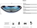 Elecwish Bathroom Boat Shape Artistic Glass Vessel Sink Free Oil Rubbed Bronze Faucet and Pop-up Drain Set, view 5