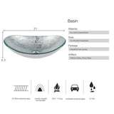 Elecwish Bathroom Boat Shape Artistic Glass Vessel Sink Free Oil Rubbed Bronze Faucet and Pop-up Drain Set, view 6
