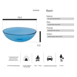 Elecwish Bathroom Round Glass Vessel Sink Basin with Faucet Pop-Up Drain (Blue) BA007, view 3