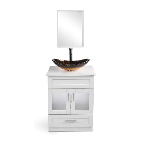 Elecwish White Bathroom Vanity & Sink Sets BA1001-WH