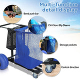 Elecwish Beach Cart for Sand with Balloon Wheels & 12" Sand Tires Adjustable Handle, Large Capacity Cart with Storage Pockets, Straps & Beach Chair Hooks, Maximum Weight Capacity 220 lbs, view 3