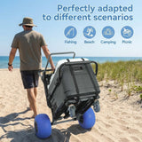 Elecwish Beach Cart for Sand with Balloon Wheels & 12" Sand Tires Adjustable Handle, Large Capacity Cart with Storage Pockets, Straps & Beach Chair Hooks, Maximum Weight Capacity 220 lbs, view 5