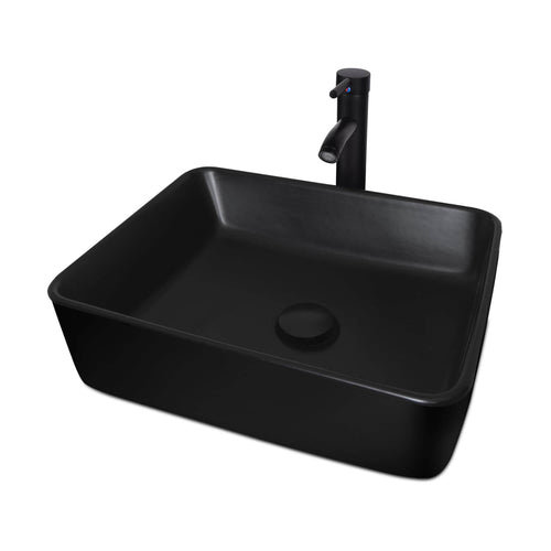 Elecwish Black Rectangular Ceramic Vessel Sink BG1008