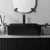 Elecwish Black Rectangular Ceramic Vessel Sink BG1008, view 2