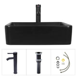 Elecwish Black Rectangular Ceramic Vessel Sink BG1008, view 4