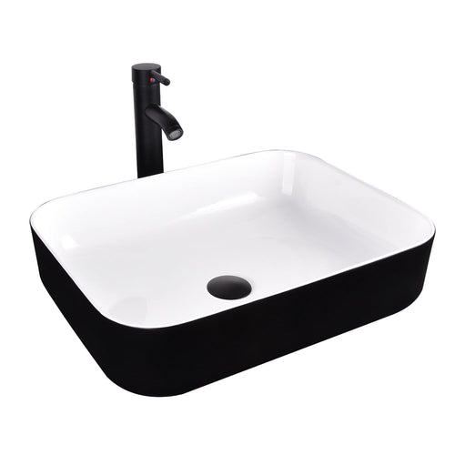 Elecwish Black & White Rectangular Ceramic Vessel Sink HW1124