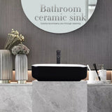 Elecwish Black & White Rectangular Ceramic Vessel Sink HW1124, view 2