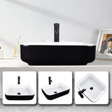 Elecwish Black & White Rectangular Ceramic Vessel Sink HW1124, view 4