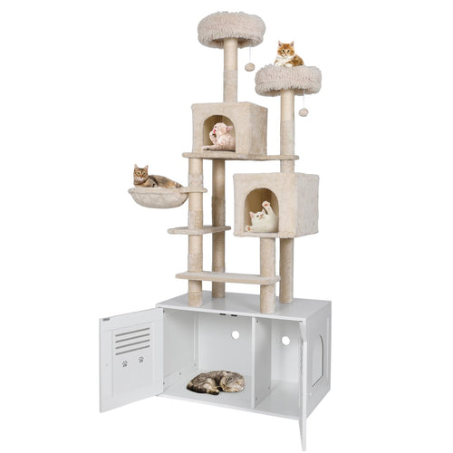 Elecwish Cat Tree Tower with Hidden Litter Box PF010