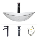 Elecwish Ceramic Bathroom Sink, Marble Boat Shape Above Counter Porcelain Vessel Sink, view 4
