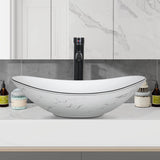 Elecwish Ceramic Bathroom Sink, White Marble Boat Shape Above Counter Porcelain Vessel Sink BA036, view 2