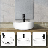 Elecwish Ceramic Bathroom Vessel Sink with Black Faucet Drain Combo,Round White BG1010, view 2