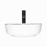 Elecwish Ceramic Bathroom Vessel Sink with Black Faucet Drain Combo,Round White BG1010, view 4