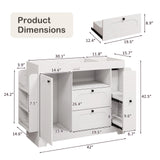 Elecwish Changing Table Dresser with Drawers White Diaper Portable Changing Station Nursery Dresser with 2 Drawers & Clothes Hanger, Storage Crib with Change Table Top BW0001, view 3