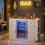 Elecwish Coffee Bar Cabinet with Fridge Storage Space, Extendable &Black | Large Mini Fridge Cabinet with Pull-out Table, Sideboard Buffet with Drawers, Snack Bar Cabinet with Side, view 2
