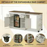 Elecwish Coffee Bar Cabinet with Fridge Storage Space, Extendable &Black | Large Mini Fridge Cabinet with Pull-out Table, Sideboard Buffet with Drawers, Snack Bar Cabinet with Side, view 5