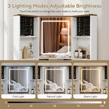 Elecwish Corner Vanity Desk with Mirror and Lights Makeup Table with Storage Large Farmhouse Vanity Sets with Drawers for Women, White IF102, view 3