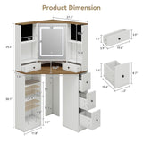 Elecwish Corner Vanity Desk with Mirror and Lights Makeup Table with Storage Large Farmhouse Vanity Sets with Drawers for Women, White IF102, view 4