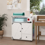 Elecwish Craft Organizers and Storage Cabinet White Craft Table with Drawer Sewing Table with Fold Out Craft Desk for Vinyl Roll Holder for Craft Room IF173, view 2