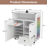 Elecwish Craft Organizers and Storage Cabinet White Craft Table with Drawer Sewing Table with Fold Out Craft Desk for Vinyl Roll Holder for Craft Room IF173, view 3
