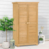 Elecwish Wooden Garden Shed 3-tier Patio Storage Cabinet Outdoor Organizer Wooden Lockers with Fir Wood (Natural Wood Color -Shutter Design), view 2